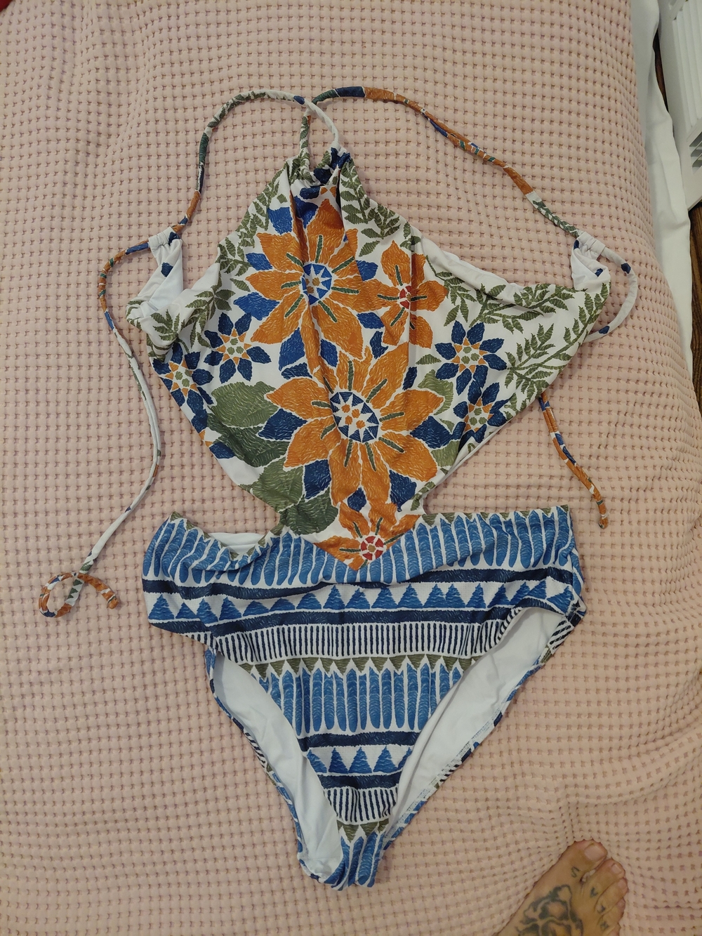 FARM Rio Floral & Geo Blue One-Piece Swimsuit
